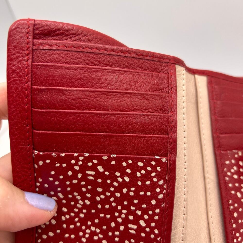 Radley London Red Leather Billfold Wallet 2 Zipper Pockets Very Nice Scottie - Picture 9 of 14